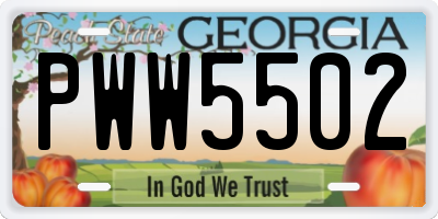 GA license plate PWW5502