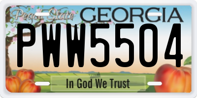 GA license plate PWW5504