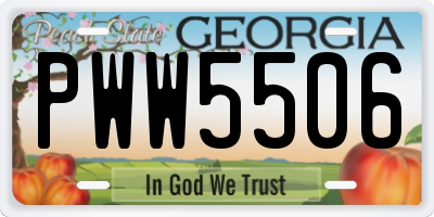 GA license plate PWW5506
