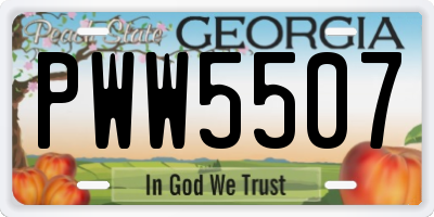 GA license plate PWW5507