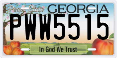 GA license plate PWW5515