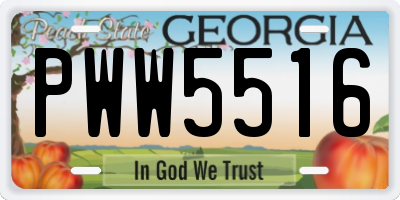 GA license plate PWW5516