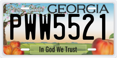 GA license plate PWW5521