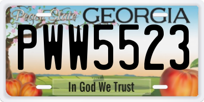 GA license plate PWW5523