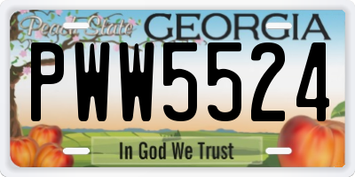GA license plate PWW5524