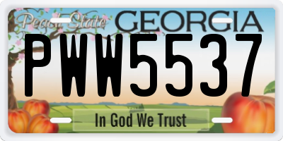 GA license plate PWW5537