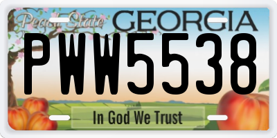 GA license plate PWW5538