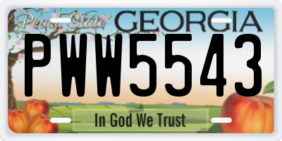 GA license plate PWW5543