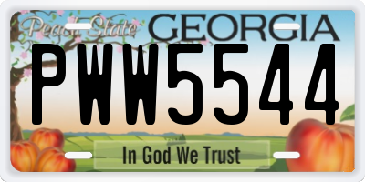 GA license plate PWW5544