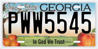 GA license plate PWW5545