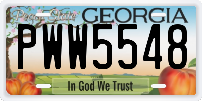 GA license plate PWW5548