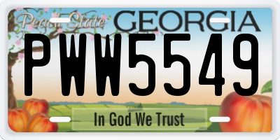 GA license plate PWW5549