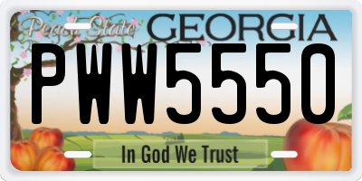 GA license plate PWW5550