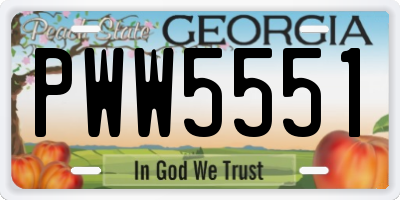 GA license plate PWW5551