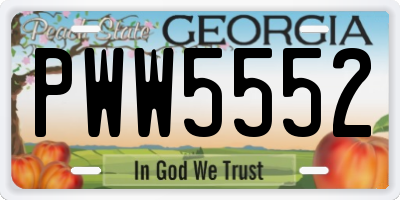 GA license plate PWW5552