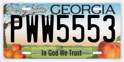 GA license plate PWW5553