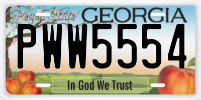 GA license plate PWW5554