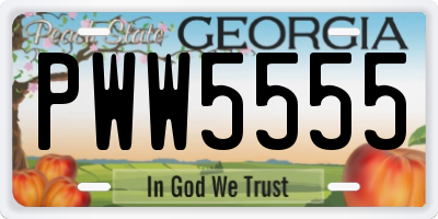 GA license plate PWW5555