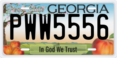 GA license plate PWW5556