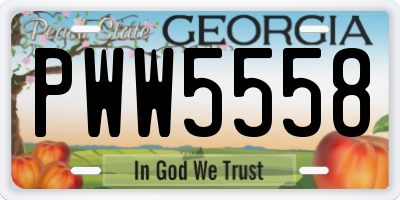 GA license plate PWW5558