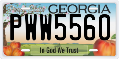 GA license plate PWW5560