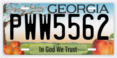 GA license plate PWW5562