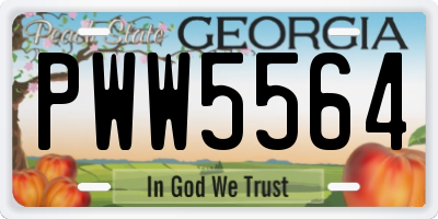 GA license plate PWW5564