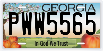 GA license plate PWW5565