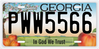 GA license plate PWW5566