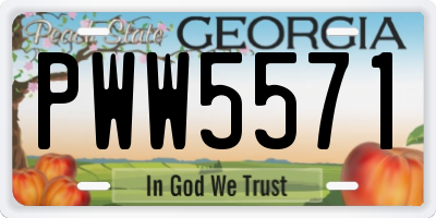 GA license plate PWW5571