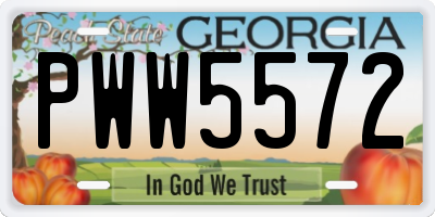 GA license plate PWW5572