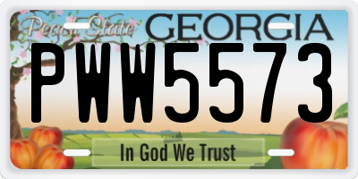 GA license plate PWW5573