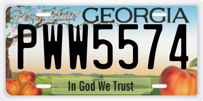GA license plate PWW5574