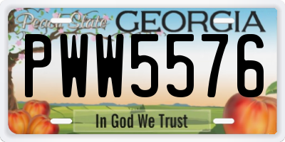 GA license plate PWW5576