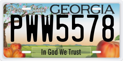 GA license plate PWW5578