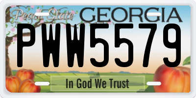 GA license plate PWW5579