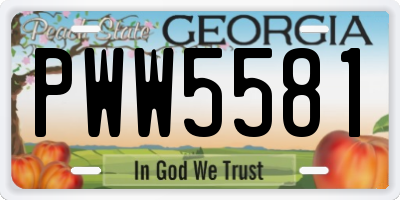 GA license plate PWW5581