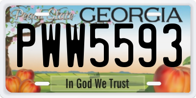 GA license plate PWW5593