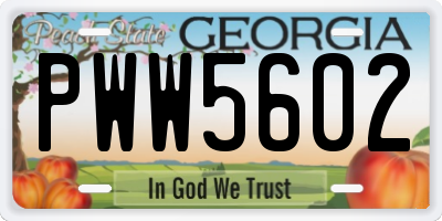 GA license plate PWW5602