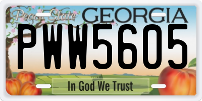 GA license plate PWW5605