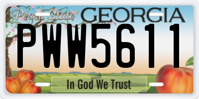 GA license plate PWW5611