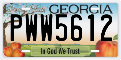 GA license plate PWW5612