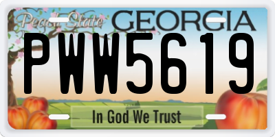 GA license plate PWW5619