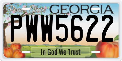 GA license plate PWW5622