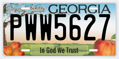 GA license plate PWW5627