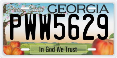 GA license plate PWW5629