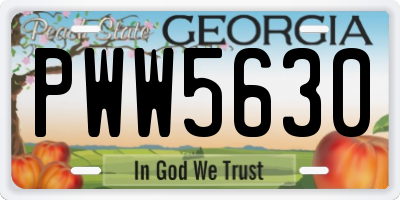 GA license plate PWW5630
