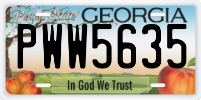 GA license plate PWW5635
