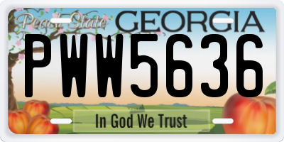 GA license plate PWW5636