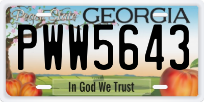 GA license plate PWW5643